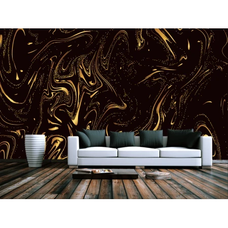 Fototapet Fundal Întunecat și Valuri Aurii Premier Decor