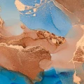 Fototapet fara imbinari Dream Blue Gold Marbling Pattern