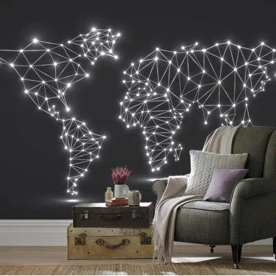 Fototapet fara imbinari Geometric Map Premier Decor