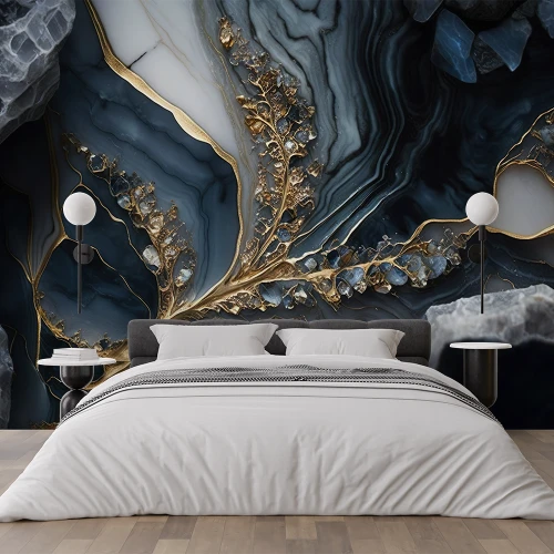 Fototapet 3D Fara Imbinari - Aspect Marmură Living si Dormitor