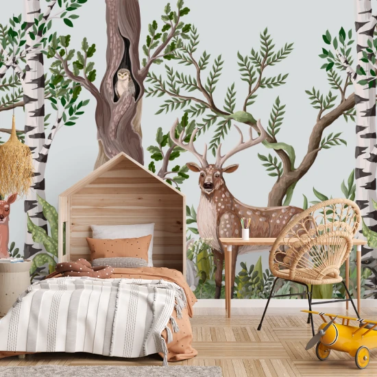 Fototapet 3D Living si dormitor - Adăpost în Pădurea Fermecată