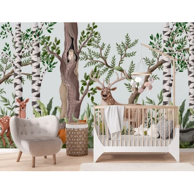 Fototapet 3D Living si dormitor - Adăpost în Pădurea Fermecată Premier Decor
