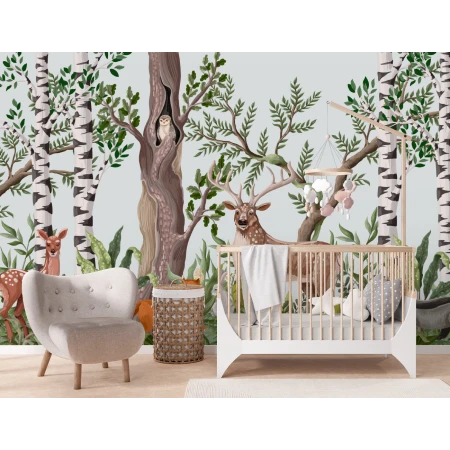 Fototapet 3D Living si dormitor - Adăpost în Pădurea Fermecată Premier Decor