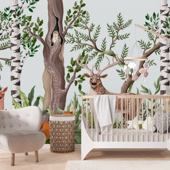 Fototapet 3D Living si dormitor - Adăpost în Pădurea Fermecată