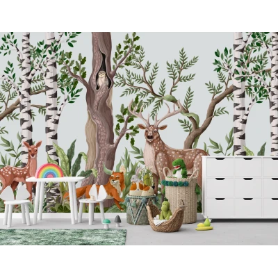 Fototapet 3D Living si dormitor - Adăpost în Pădurea Fermecată Premier Decor