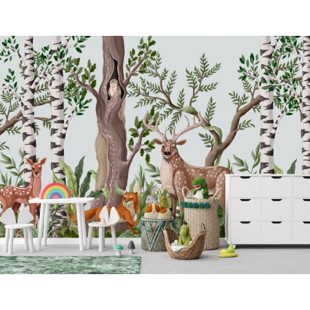 Fototapet 3D Living si dormitor - Adăpost în Pădurea Fermecată Premier Decor