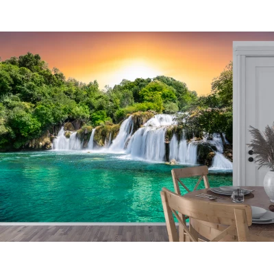 Fototapet 3D Living si Dormitor - Cascadă In Padure Premier Decor
