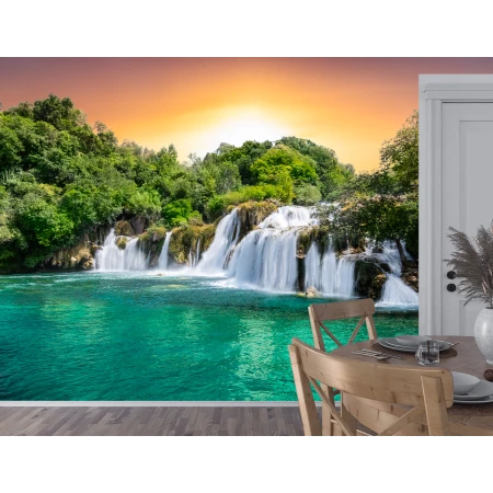 Fototapet 3D Living si Dormitor - Cascadă In Padure Premier Decor