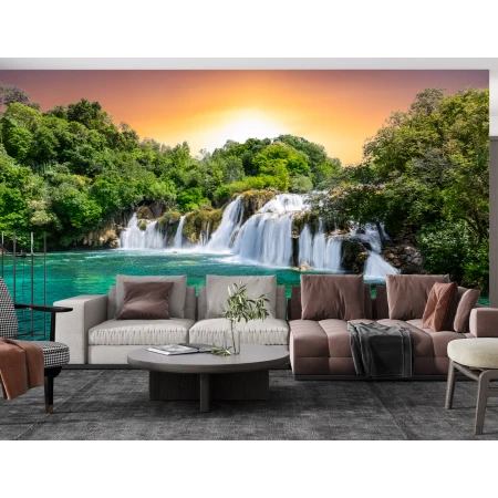 Fototapet 3D Living si Dormitor - Cascadă In Padure Premier Decor