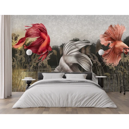 Fototapet 3D Modern cu Pești pentru Dormitor și Living Premier Decor