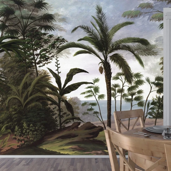 Fototapet 3D Tropical Padure si Frunze pentru Dormitor Living