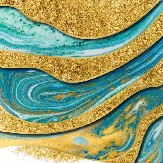 Fototapet fara imbinari Gorgeous Golden Marble Background With Blue Waves