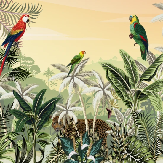 Fototapet fara imbinari Parrots In The Exotic Forest