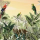 Fototapet fara imbinari Parrots In The Exotic Forest