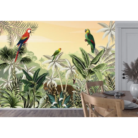 Fototapet fara imbinari Parrots In The Exotic Forest