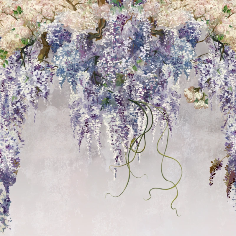 Fototapet fara imbinari Beautiful Watercolor Lilac Branches