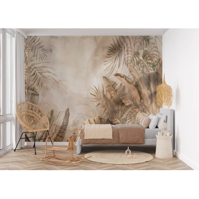 Fototapet fara imbinari Tropical Leaves Ocher Premier Decor