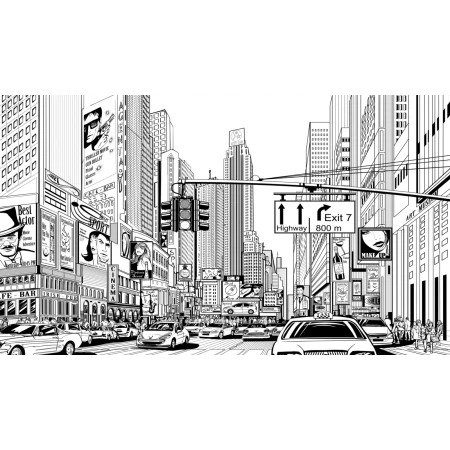 Fototapet fara imbinari Drawing City Premier Decor