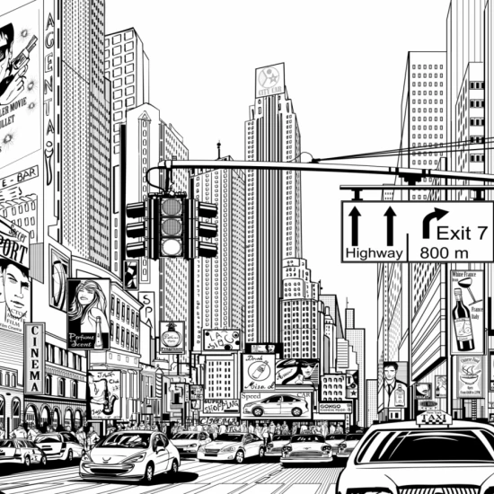 Fototapet fara imbinari Drawing City