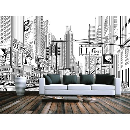 Fototapet fara imbinari Drawing City Premier Decor