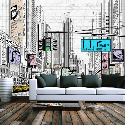 Fototapet fara imbinari Drawing City Color Premier Decor