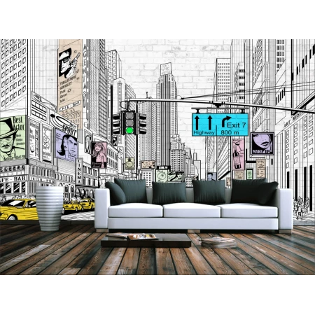 Fototapet fara imbinari Drawing City Color Premier Decor