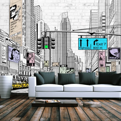 Fototapet fara imbinari Drawing City Color