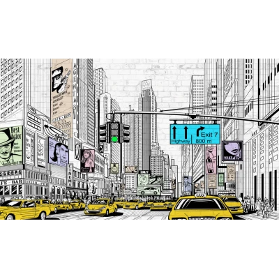 Fototapet fara imbinari Drawing City Color Premier Decor