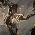 Fototapet fara imbinari Dream Darkened Golden Fluid Art