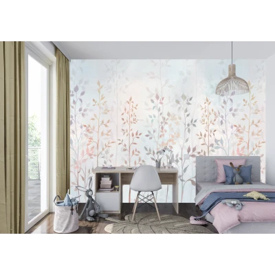 Fototapet fara imbinari Delicate Watercolor Leaves Premier Decor