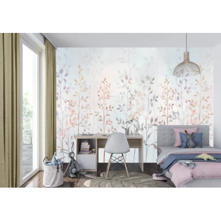 Fototapet fara imbinari Delicate Watercolor Leaves Premier Decor