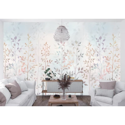 Fototapet fara imbinari Delicate Watercolor Leaves Premier Decor