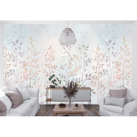 Fototapet fara imbinari Delicate Watercolor Leaves Premier Decor