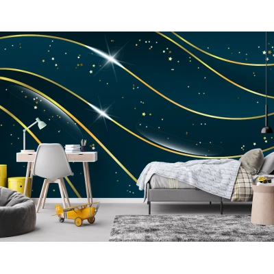 Fototapet Fara Imbinari Abstract Living si Dormitor - Unde Aurii Premier Decor