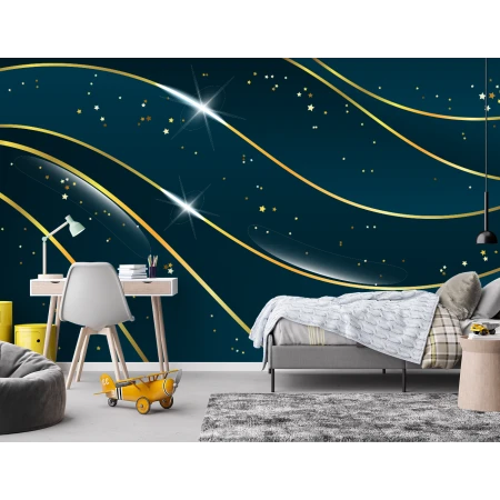 Fototapet Fara Imbinari Abstract Living si Dormitor - Unde Aurii Premier Decor