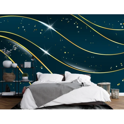 Fototapet Fara Imbinari Abstract Living si Dormitor - Unde Aurii Premier Decor