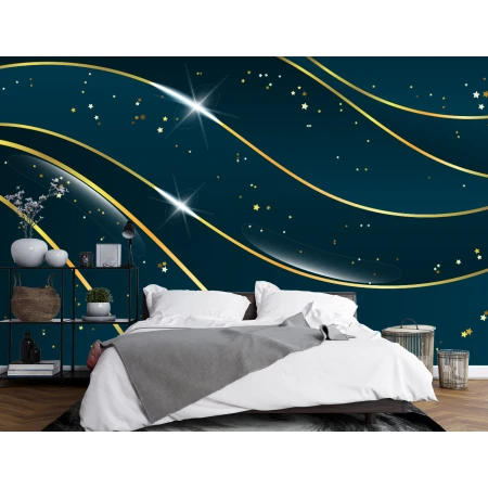 Fototapet Fara Imbinari Abstract Living si Dormitor - Unde Aurii Premier Decor