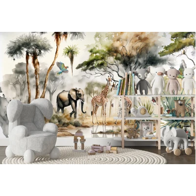 Fototapet fara Imbinari Animale In Acuarela Premier Decor