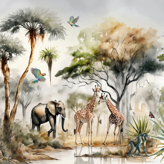 Fototapet fara Imbinari Animale In Acuarela