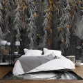 Fototapet fara imbinari Black and Gold Leaves