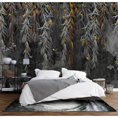 Fototapet fara imbinari Black and Gold Leaves Fototapet fara imbinari Black and Gold Leaves Premier Decor