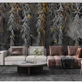 Fototapet fara imbinari Black and Gold Leaves