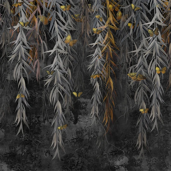 Fototapet fara imbinari Black and Gold Leaves