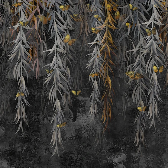Fototapet fara imbinari Black and Gold Leaves