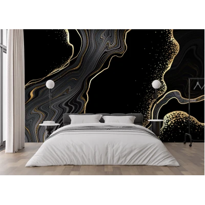 Fototapet Black and Gold Marble - Eleganță Dinamică pentru Interioare rafinate Premier Decor