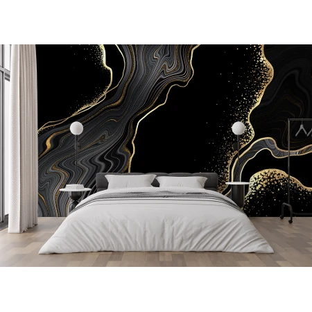 Fototapet Black and Gold Marble - Eleganță Dinamică pentru Interioare rafinate Premier Decor