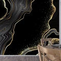 Fototapet Black and Gold Marble - Eleganță Dinamică pentru Interioare rafinate
