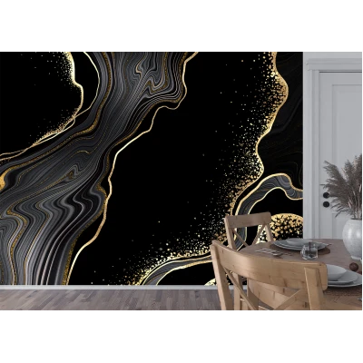 Fototapet Black and Gold Marble - Eleganță Dinamică pentru Interioare rafinate Premier Decor