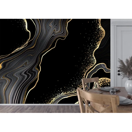 Fototapet Black and Gold Marble - Eleganță Dinamică pentru Interioare rafinate Premier Decor