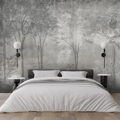 Fototapet fara imbinari Black and White Forest Premier Decor